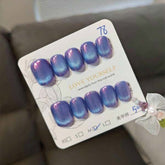 SHEIN 10 PCS Handmade Dream Aurora Cat's Eye Side Light Flashing Press On Nails