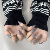 SHEIN 24pcs Short Coffin Solid Color Light Gray Press On Nails