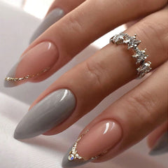 SHEIN Golden Line Art & 3D Rhinestone Decoration Press On Nails