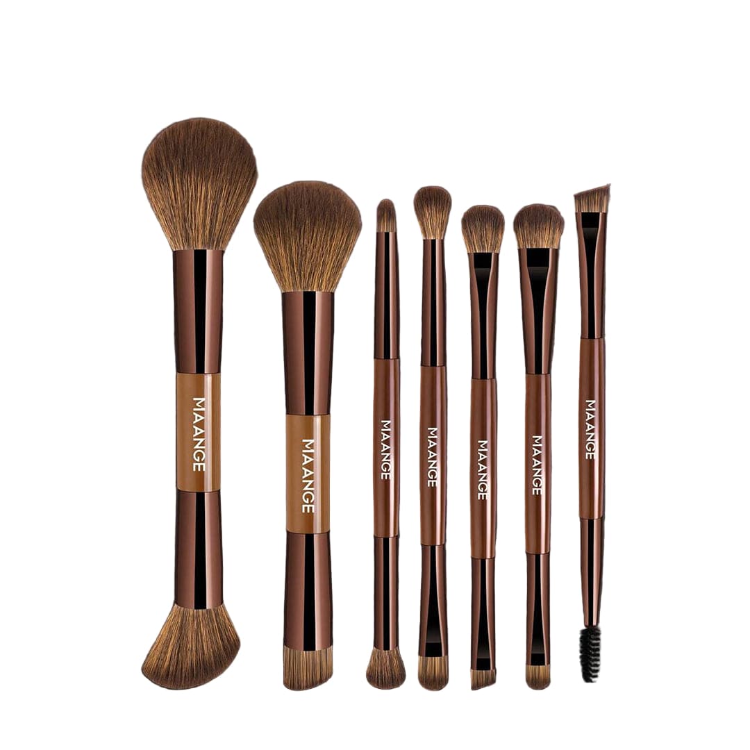MAANGE 7Pcs Professional Facial Double-Ended Makeup Brush Set