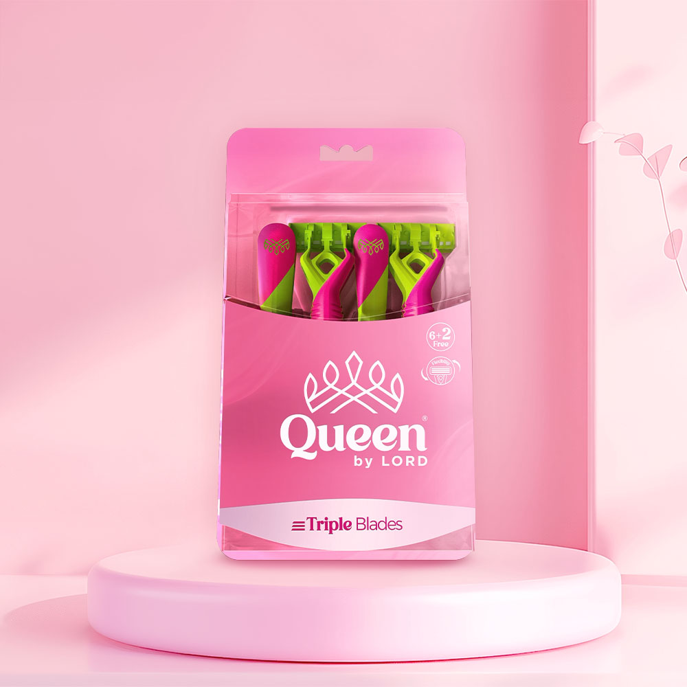 Queen Triple Blades Disposable Razors (6+2 free) - Pink