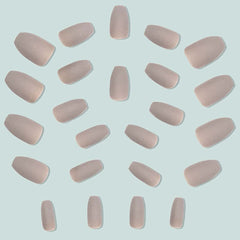 SHEIN 24pcs Matte Medium Long Almond-shaped Light Grey Press On Nails