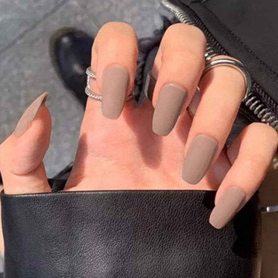 SHEIN 24pcs Matte Medium Long Almond-shaped Light Grey Press On Nails