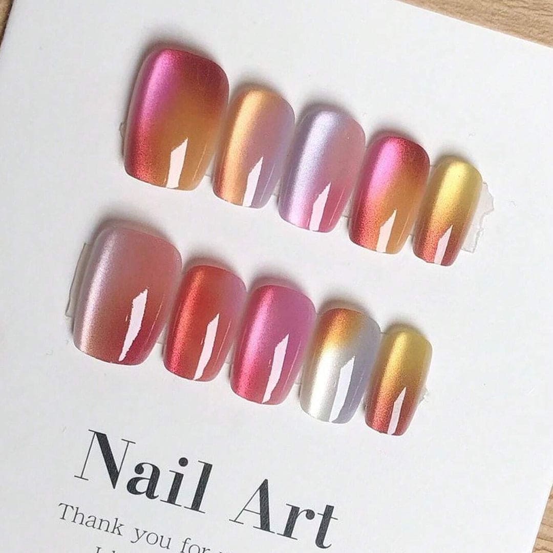 SHEIN Glittering Cat Eye Artificial Press On Nails