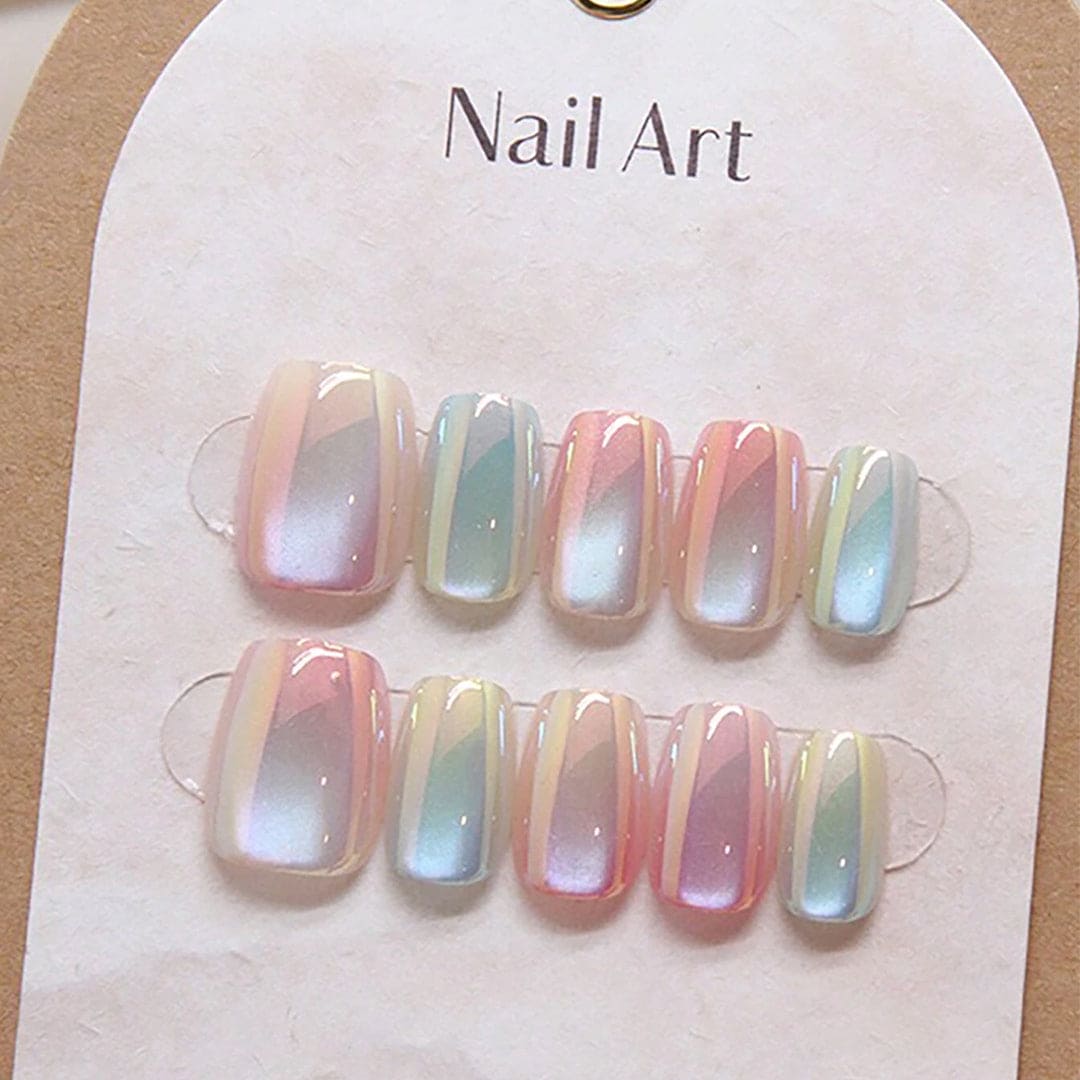 SHEIN Ombre Cat Eye Short Ballet Shaped Press On Nails - Small
