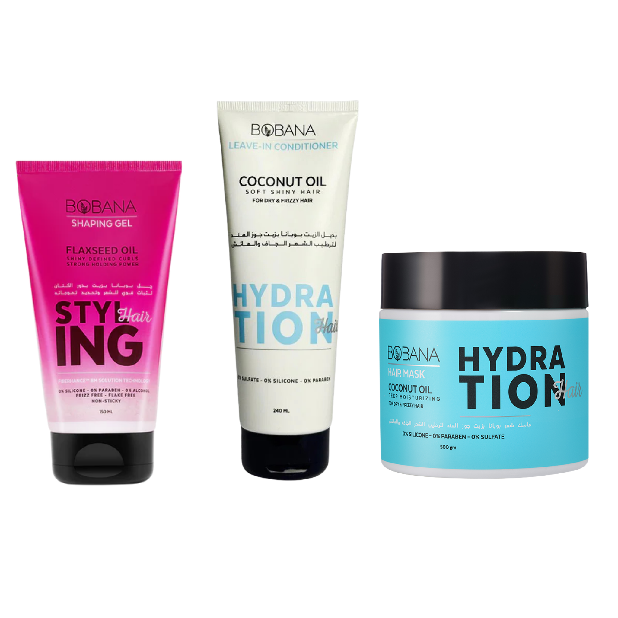 Bobana Hydration & Hold Trio (Mask + Leave-in + Gel)